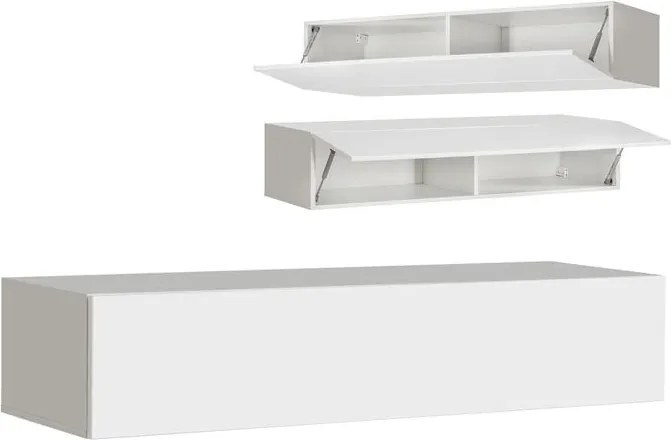 Armário de Parede Castêlo – 160x30 cm – Branco e Preto com Porta Alto