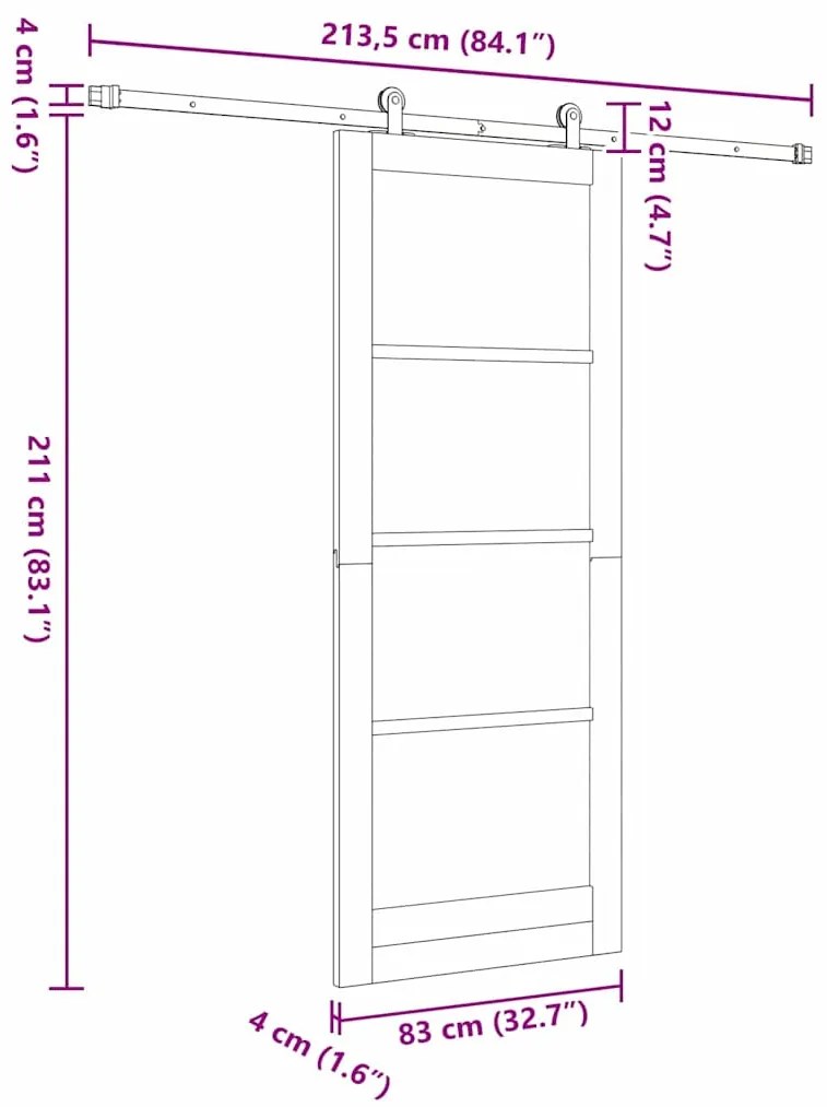 Porta Deslizante vidaXL com Conjunto de Hardware 'ORKDAL'Branca Madeir