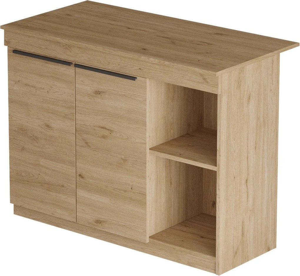 Ilha de Cozinha "Orren" - 120x88x60 cm - Carvalho - Design Moderno