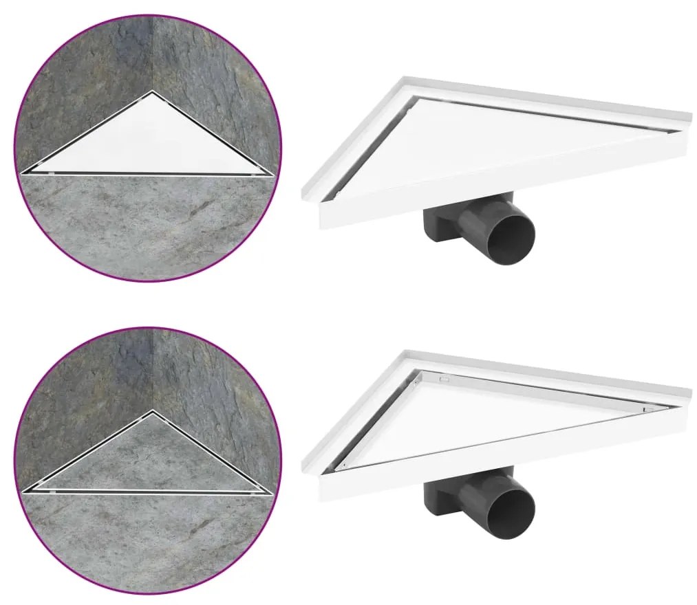 146005 vidaXL Dreno de chuveiro com tampa 2 em 1 25x25 cm aço inoxidável