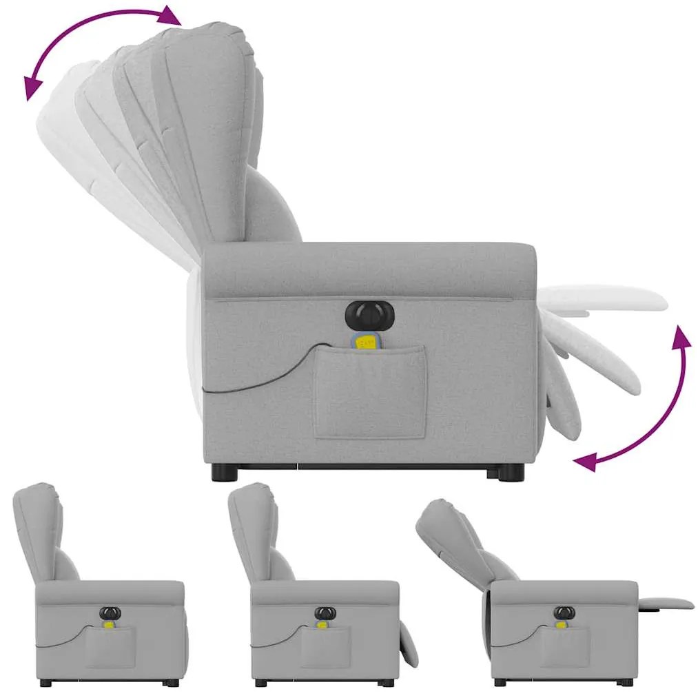 Poltrona elétrica elevatória massagens tecido cinzento-nublado