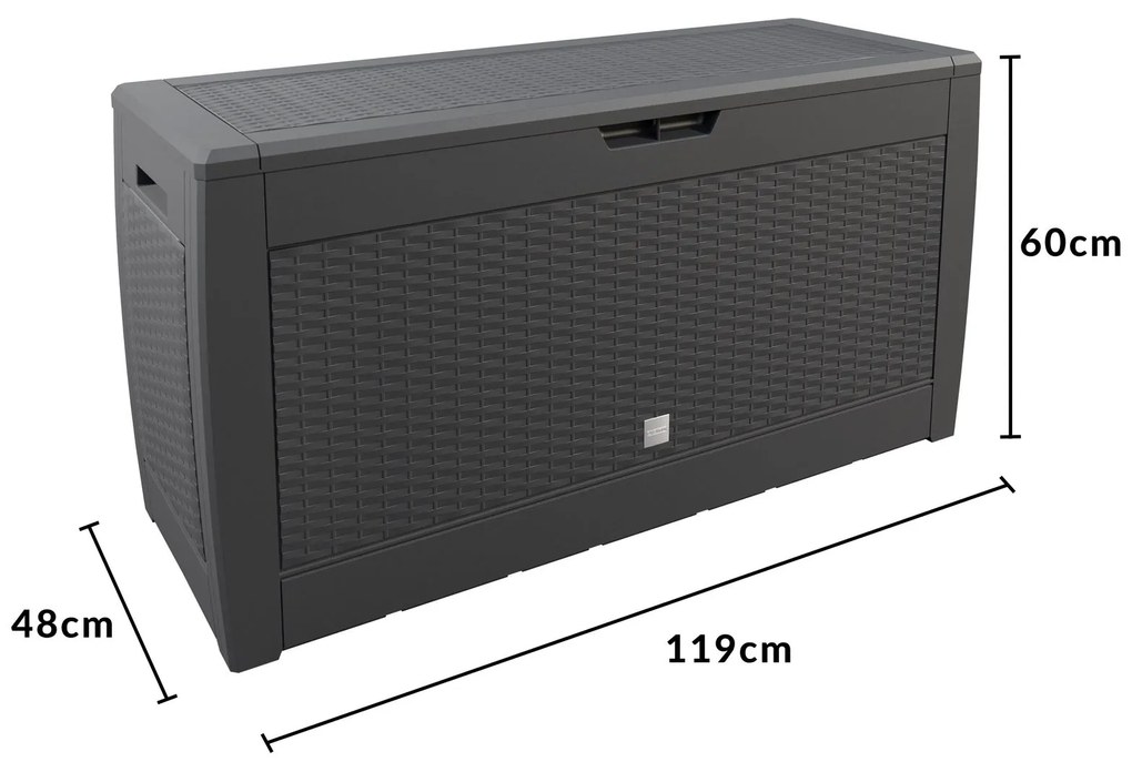 Caixa de arrumação almofadas Jardim 310L 119 x 48 x 60 cm antracite