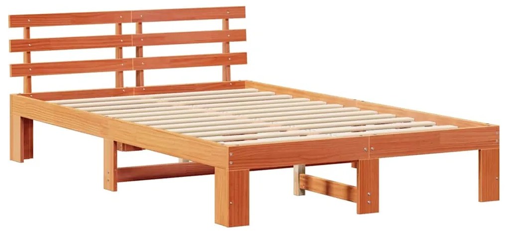 Estrutura de Cama de Madeira de Pinho Castanho Encerado
