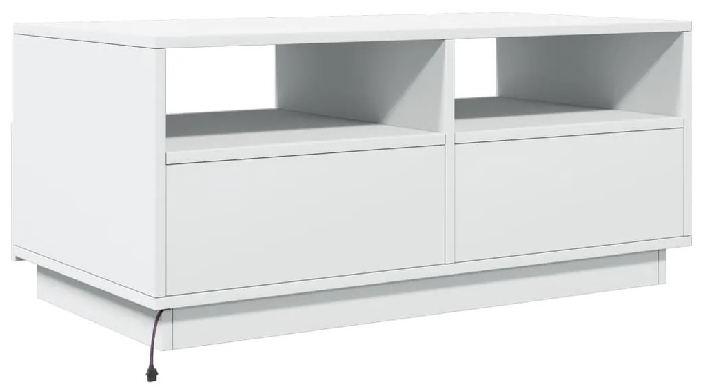 Mesa de centro com luzes LED 90x49x40 cm branco