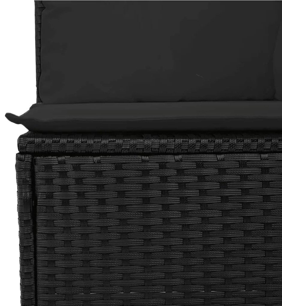 Sofá de jardim com almofadões 2 lugares vime PE preto
