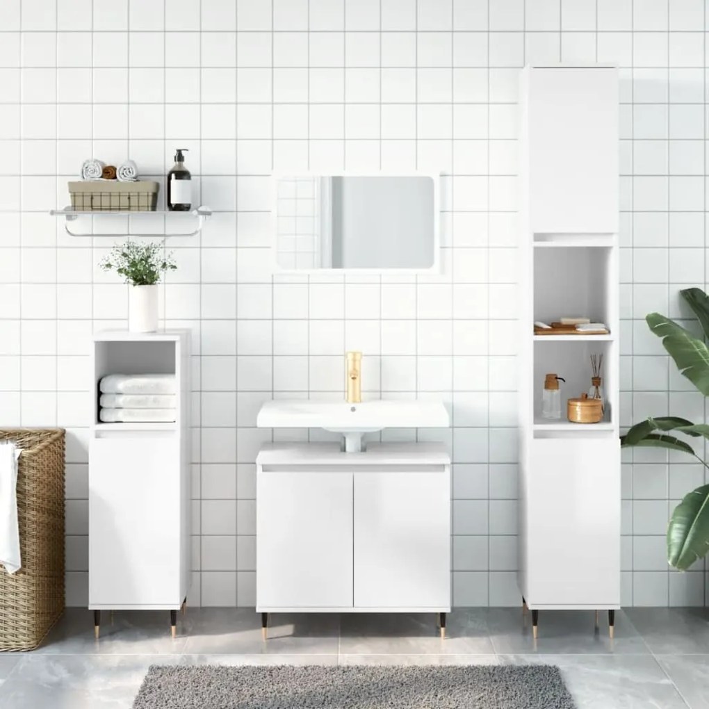 vidaXL Armário casa banho 58x33x60 cm deriv. madeira branco brilhante