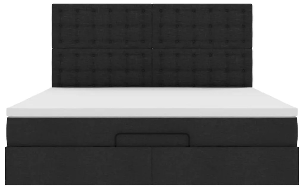 Estrutura de cama otomana com colchão 160x200 cm tecido preto
