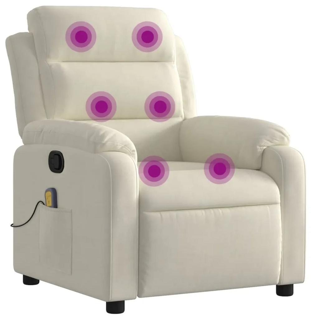 Poltrona de massagens reclinável veludo cor creme
