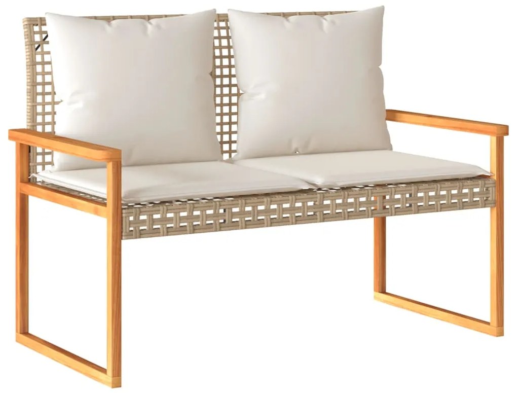 4 pcs conj. lounge jardim c/ almofadões vime PE mistura beges