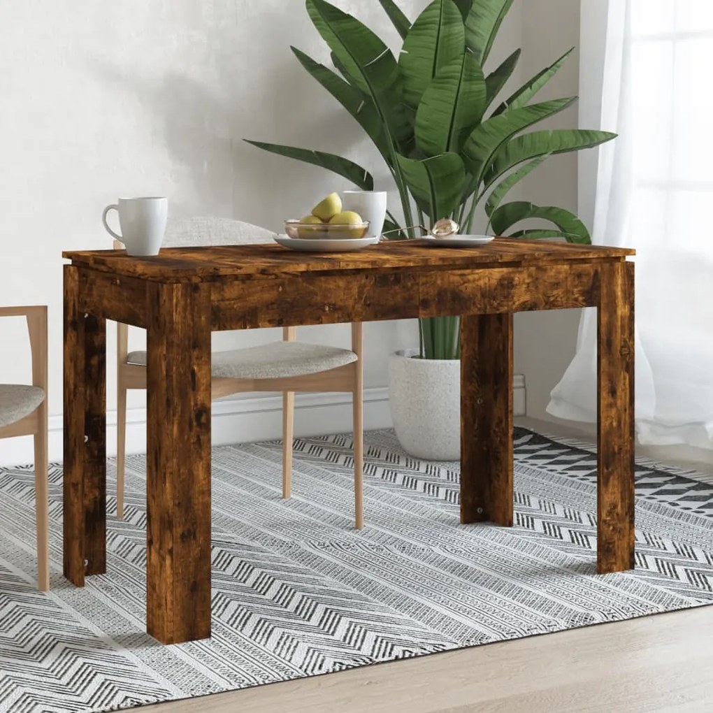 vidaXL Mesa de jantar 120x60x76 cm madeira processada carvalho fumado