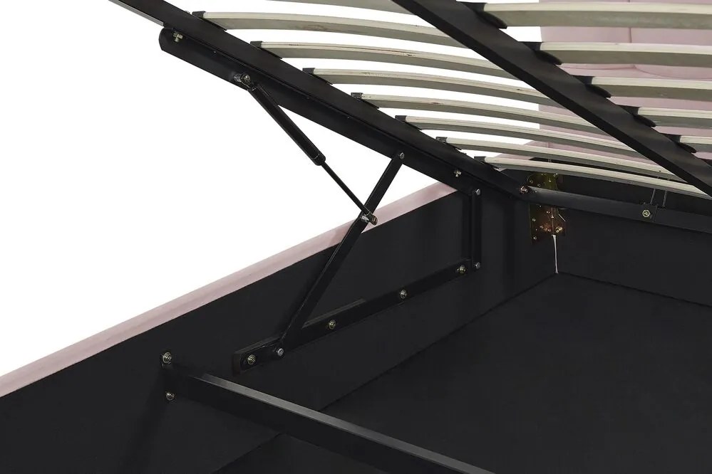 Cama de casal com arrumação em veludo rosa pastel 180 x 200 cm VINCENNES Beliani