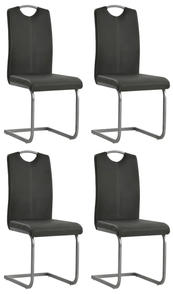 Cadeiras de jantar cantilever 4 pcs couro artificial cinzento