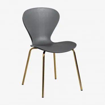 Stackable Dining Chair Uit Dourado & Polipropileno Cinzento Escuro & Polipropileno - Sklum
