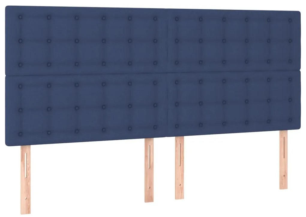 Cama box spring c/ colchão e LED 180x200 cm tecido azul