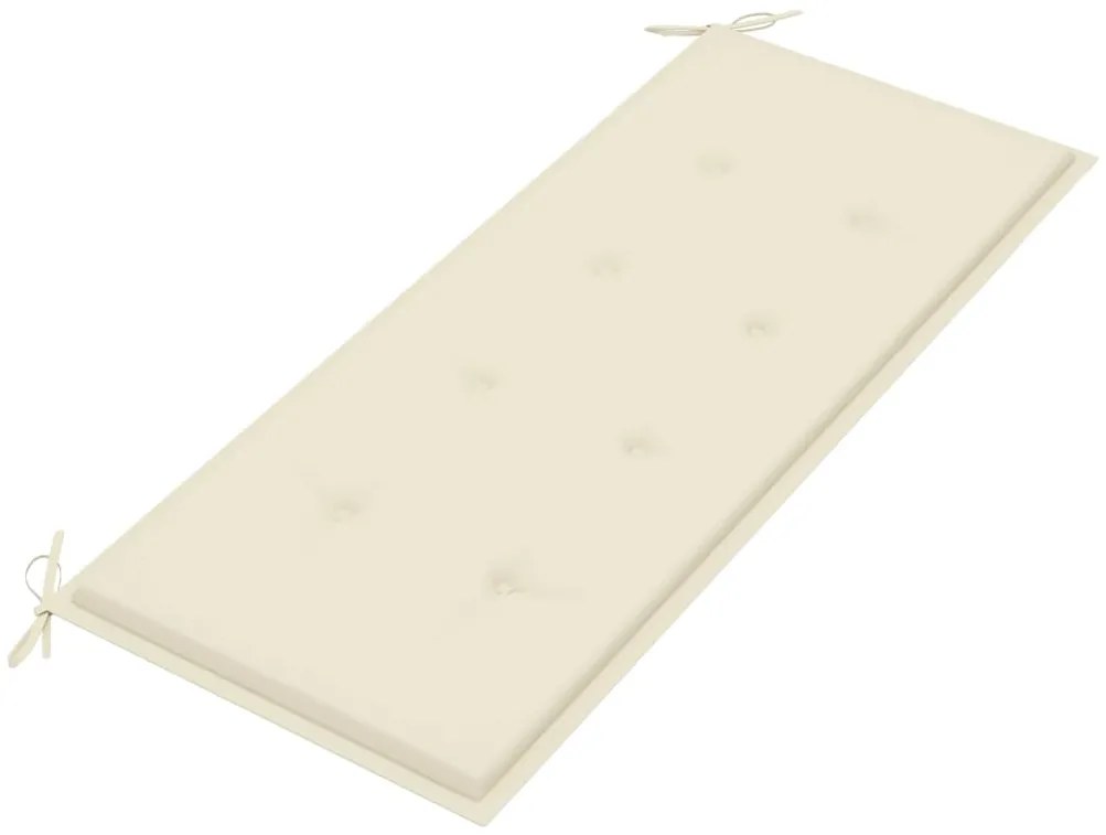 Banco Batávia c/ almofadão creme 120 cm teca maciça