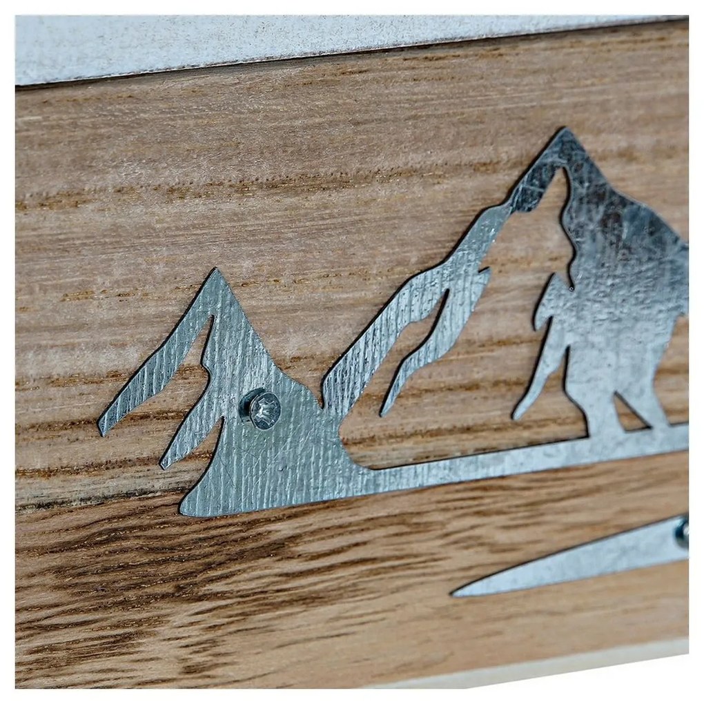 Jogo de Caixas Decorativas DKD Home Decor 8424001775835 Metal Madeira Castanho Branco 24 x 24 x 7,5 cm Madeira MDF (2 Unidades)