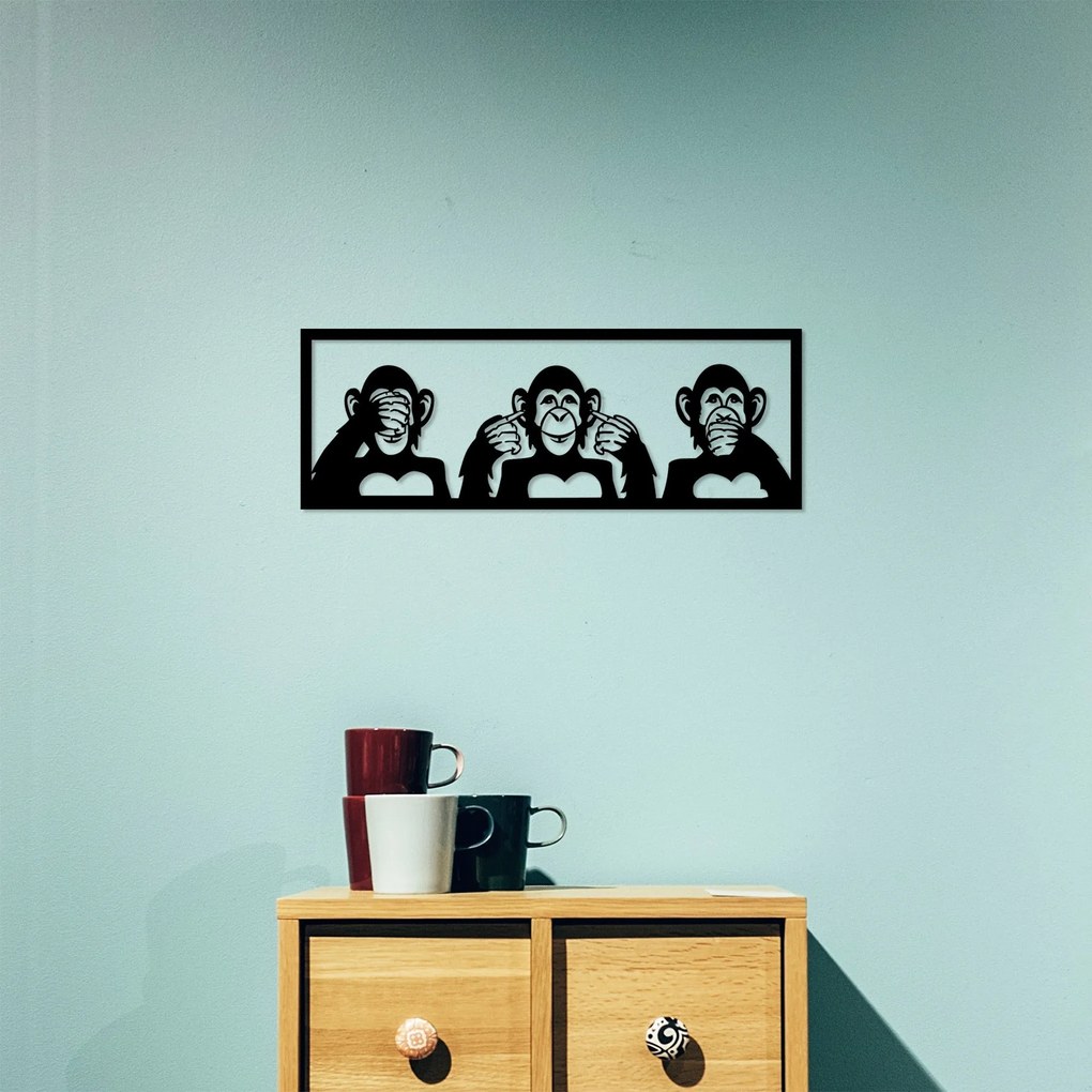 Acessório Decorativo de Parede Metal-493 – Preto – 50 x 18 cm