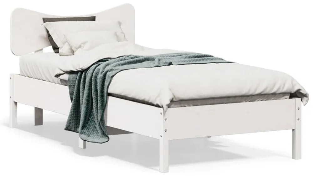 Cama sem colchão 100x200 cm madeira de pinho maciça branco