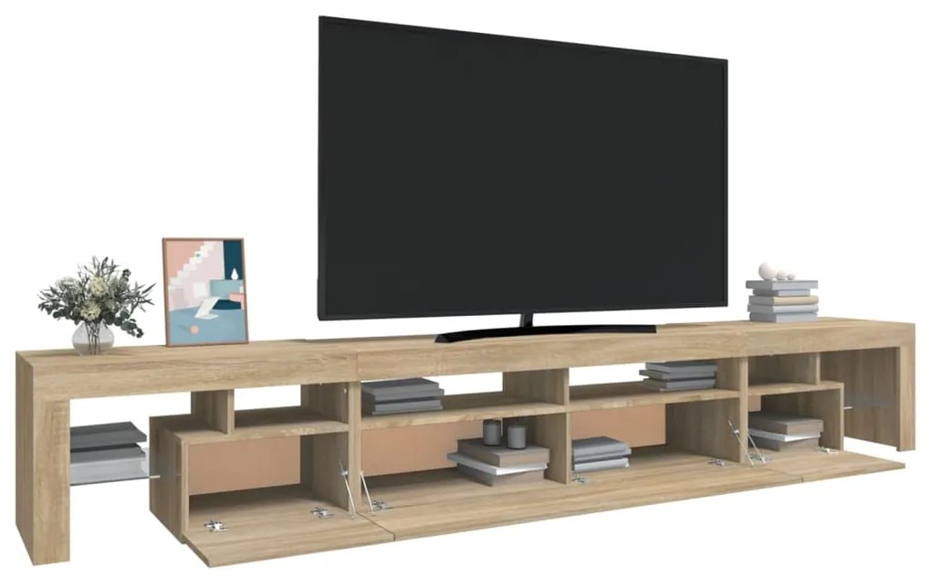 Móvel de TV com luzes LED 260x36,5x40 cm carvalho sonoma