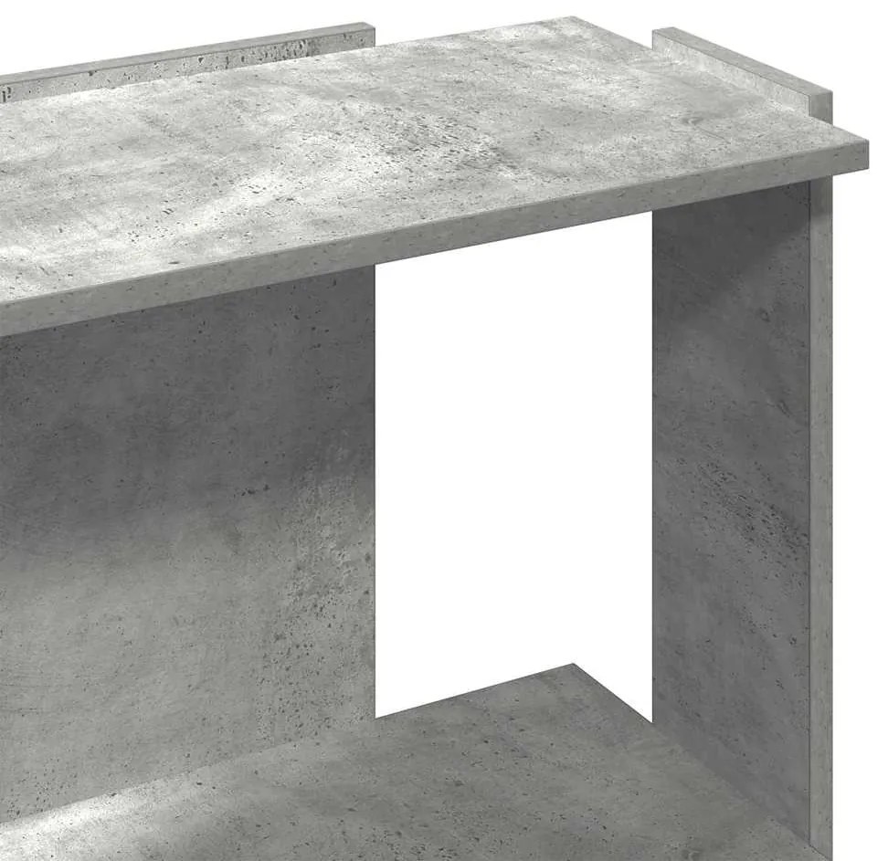 Estante 3 camadas betão 60x30x80 cm madeira trabalhada cinzento