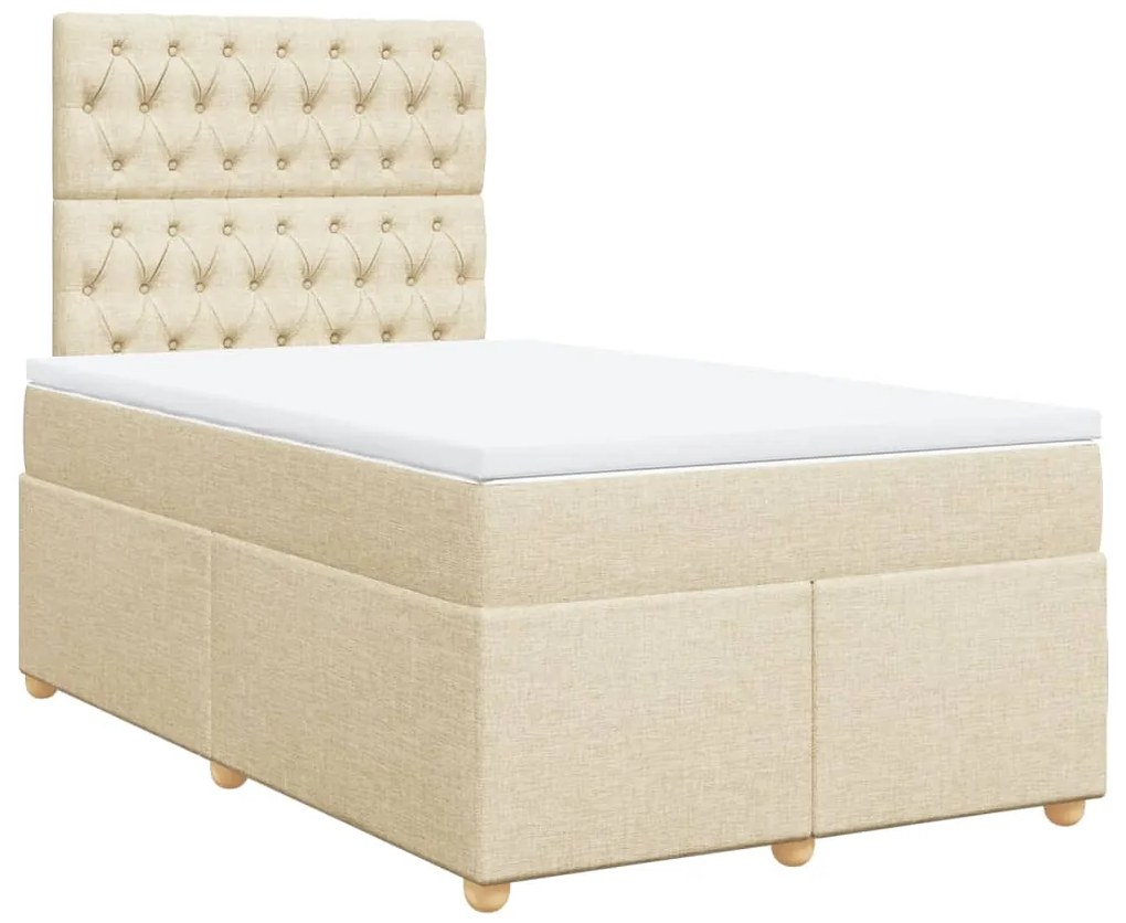 Cama boxspring com colchão 120x190 cm tecido cor creme
