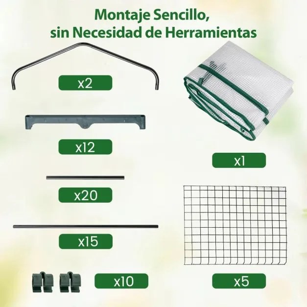 Mini estufa para interior e exterior 69 x 48 x 190 cm com 5 estantes, cobertura em PE e estrutura metálica antiferrugem jardim Verde+transparenet