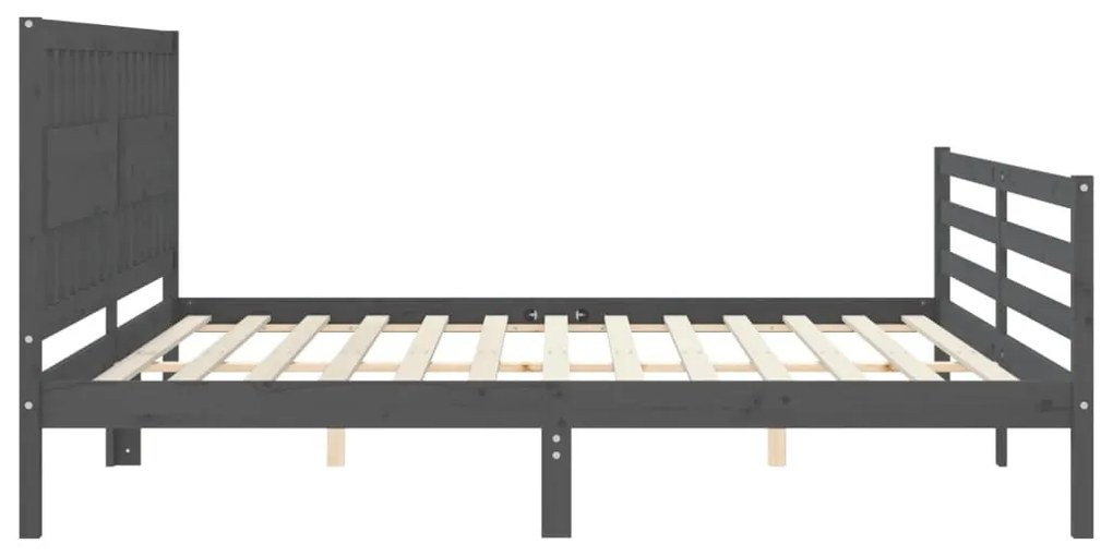 Estrutura de cama com cabeceira 200x200 cm madeira maciça cinza