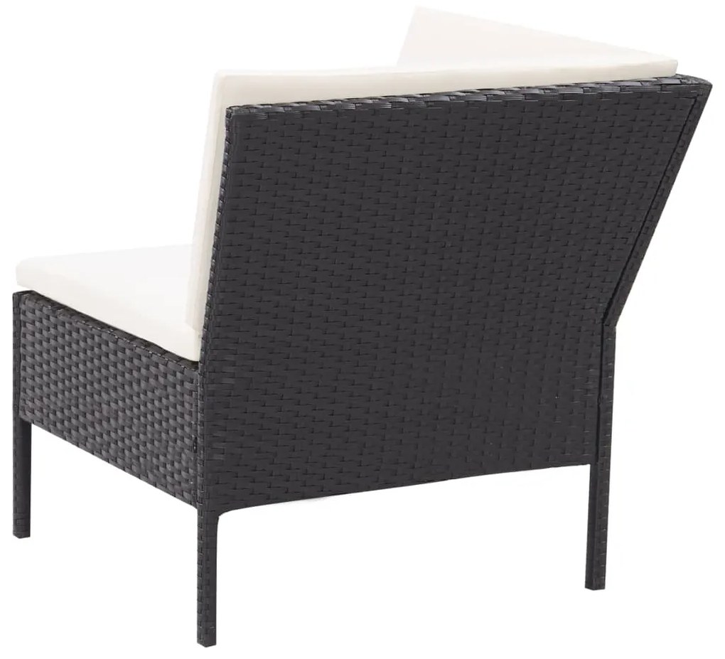 3 pcs conjunto lounge de jardim c/ almofadões vime PE preto