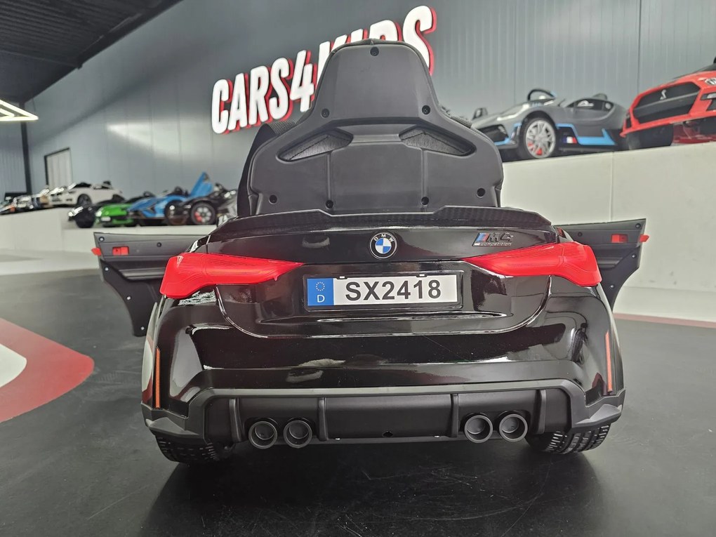 Carro elétrico infantil BMW M4 12V Com Rodas EVA e Assento em couro Preto metálico