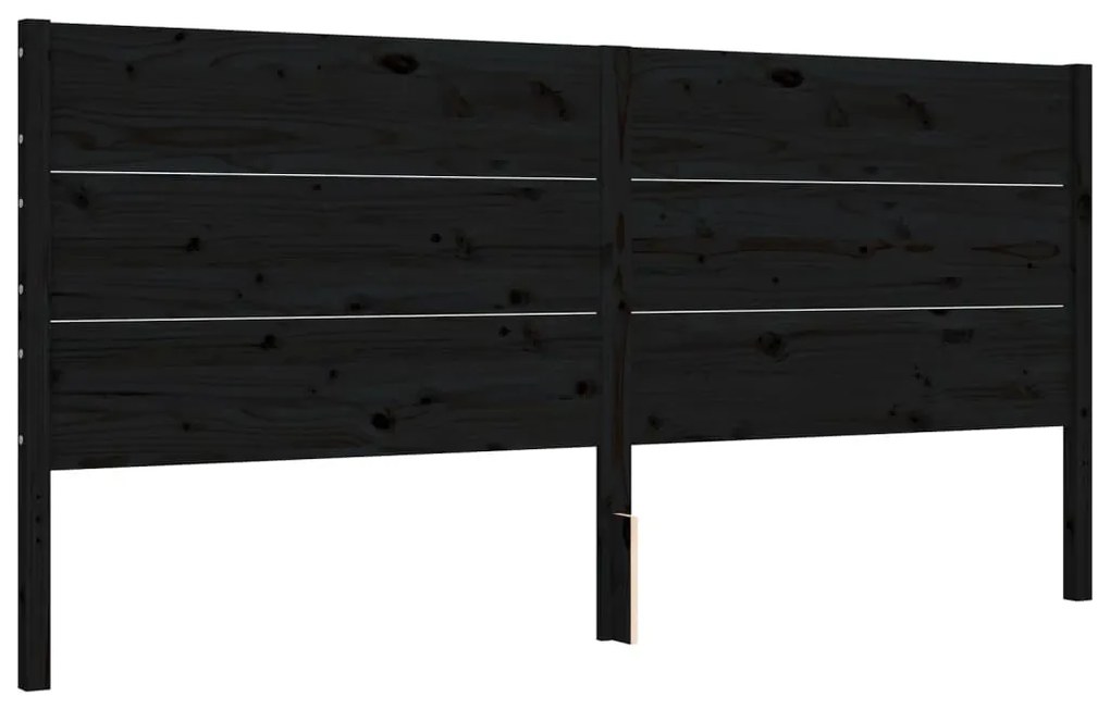 Estrutura de cama com cabeceira 200x200 cm madeira maciça preto