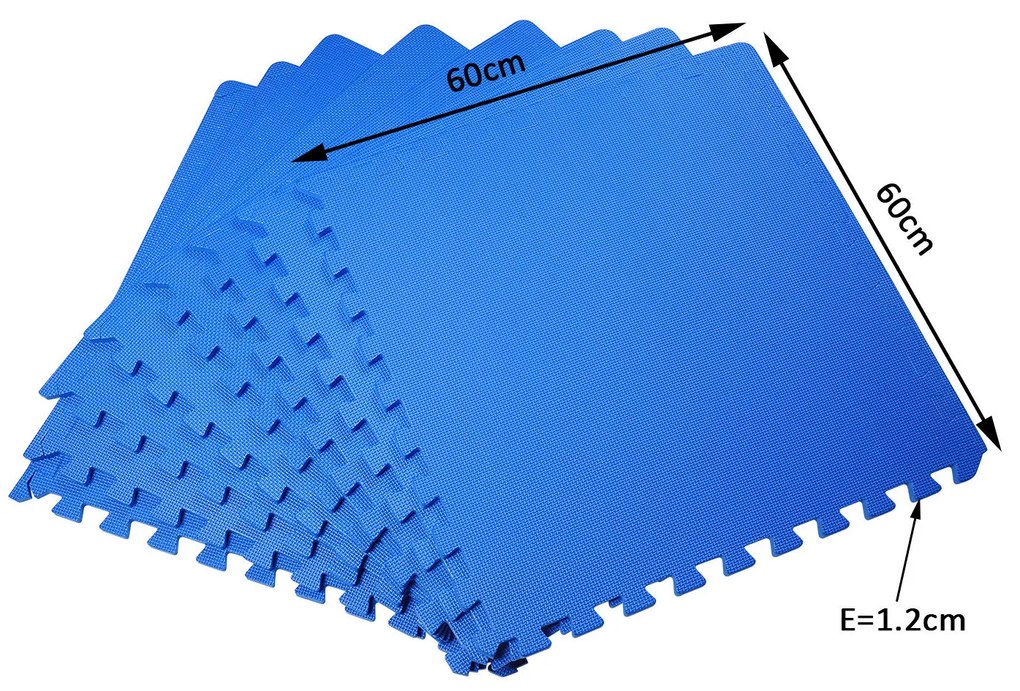 HomCom Tapete puzzle para Crianças e Bebés - Azul - Borracha Espuma EVA - 2,88 m²