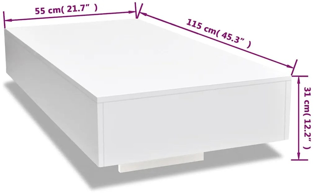 Mesa de centro, branco brilhante
