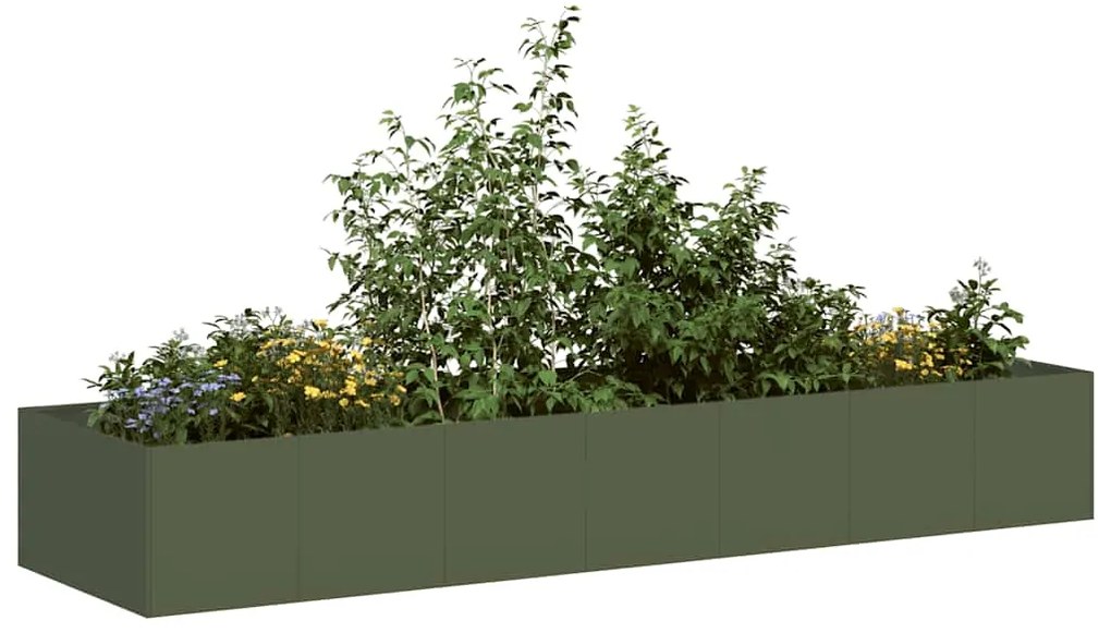 vidaXL Vaso/floreira 280x80x40 cm aço verde azeitona