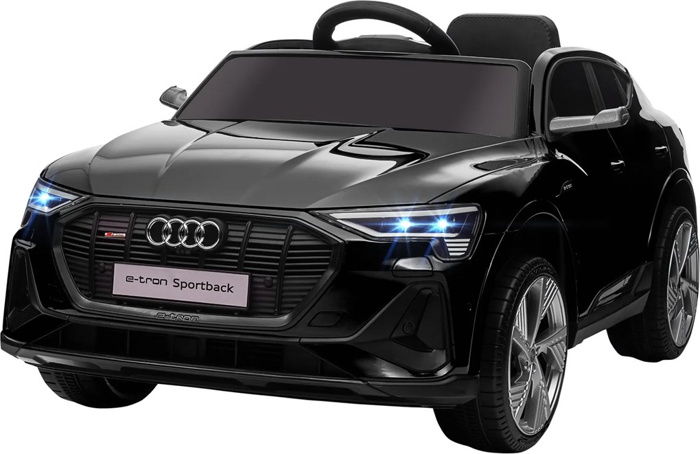 HOMCOM Carro Elétrico Audi E-Tron 12V com Faróis Buzina Música MP3 TF USB e Abertura da Porta 3-8km/h 108x60x47 cm Preto | Aosom Portugal