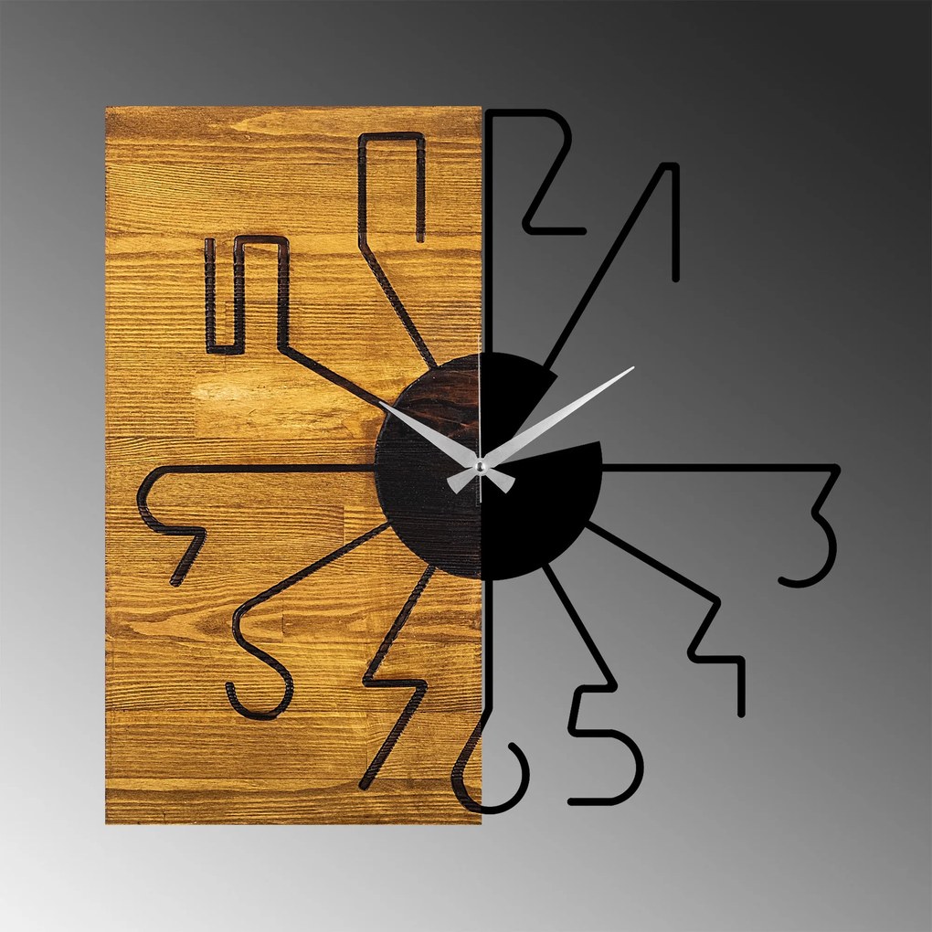 Relógio de Parede Decorativo Mas-029 – Nogueira e Preto – 58 x 3 x 58