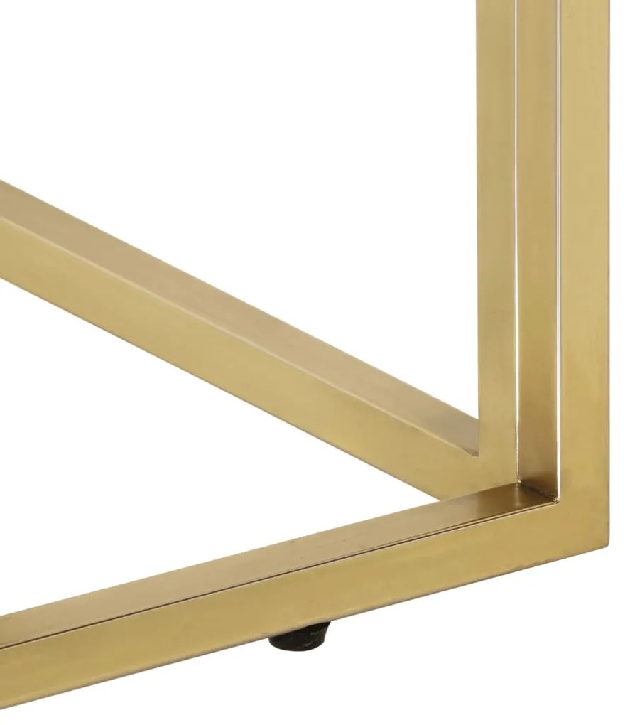 Mesa de centro aço inoxidável e vidro temperado dourado