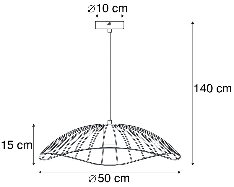 Candeeiro de suspensão design preto 50 cm - Pua Design