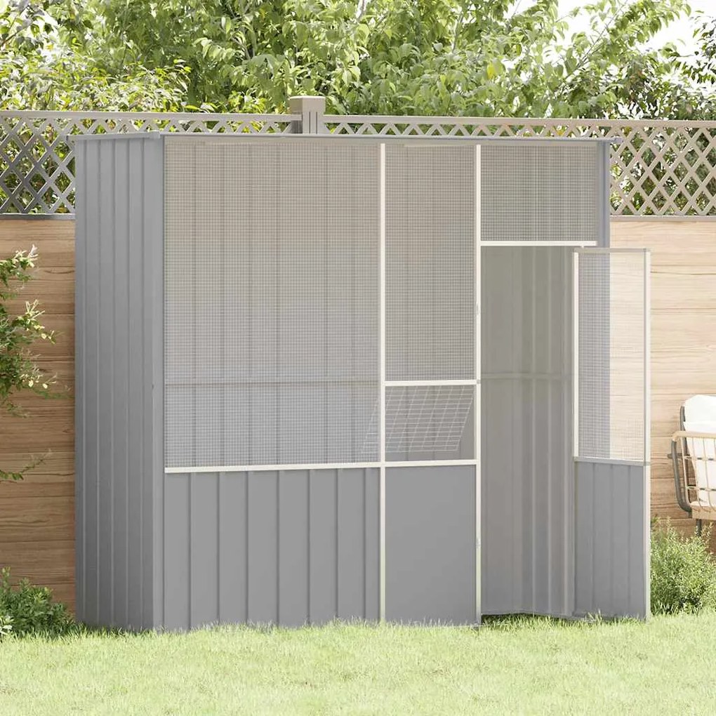vidaXL Gaiola p/ pássaros 215x78x200 cm aço galvanizado cinzento