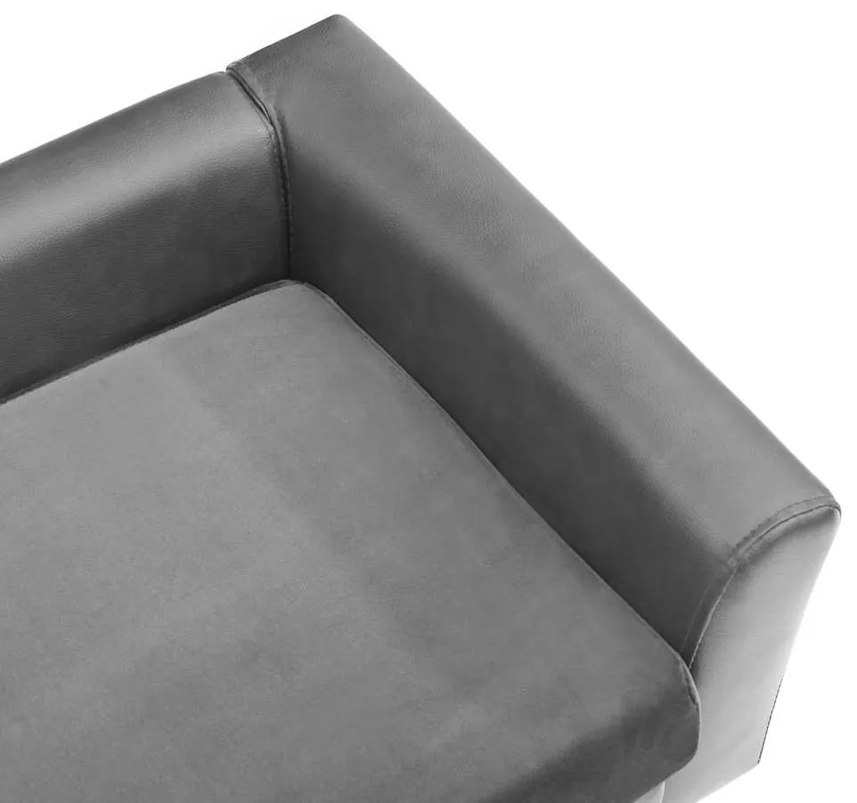 Sofá para cães 60x43x30 cm pelúcia e couro artificial cinzento