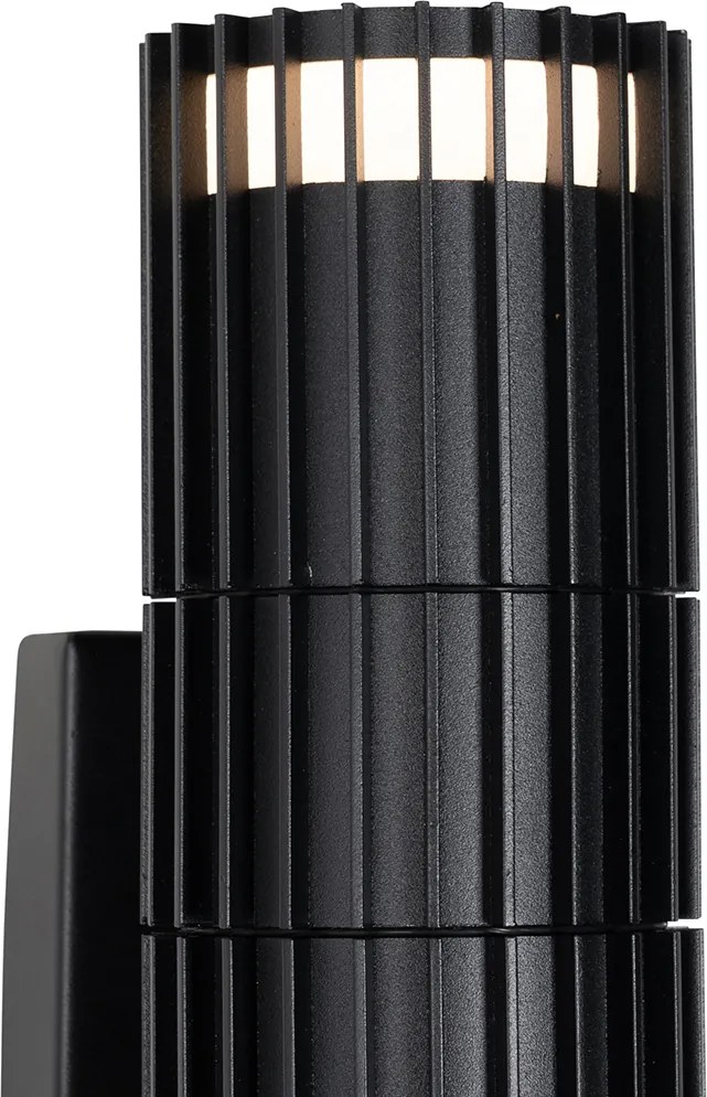 Candeeiro de parede exterior preto com sensor de movimento 2-luzes - Boris