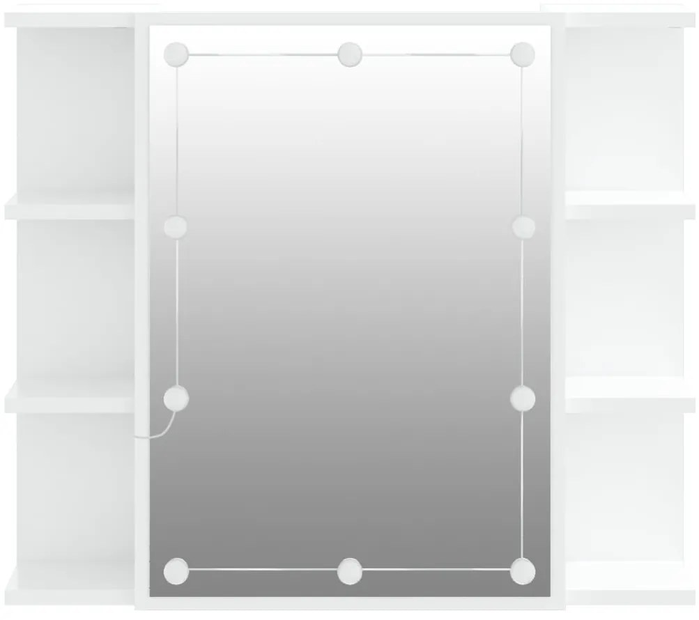 Armário espelhado com luzes LED 70x16,5x60 cm branco