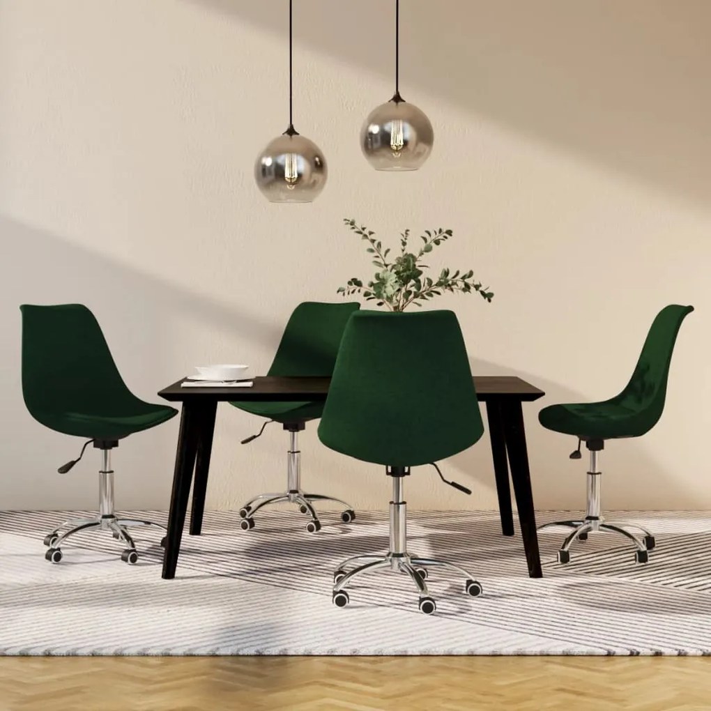 vidaXL Cadeiras de jantar giratórias 4 pcs tecido verde-escuro