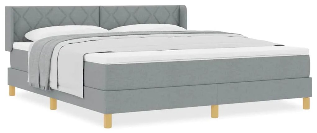 Cama Box Spring com Colchão Cinza Claro, 180 x 200 cm, Tecido
