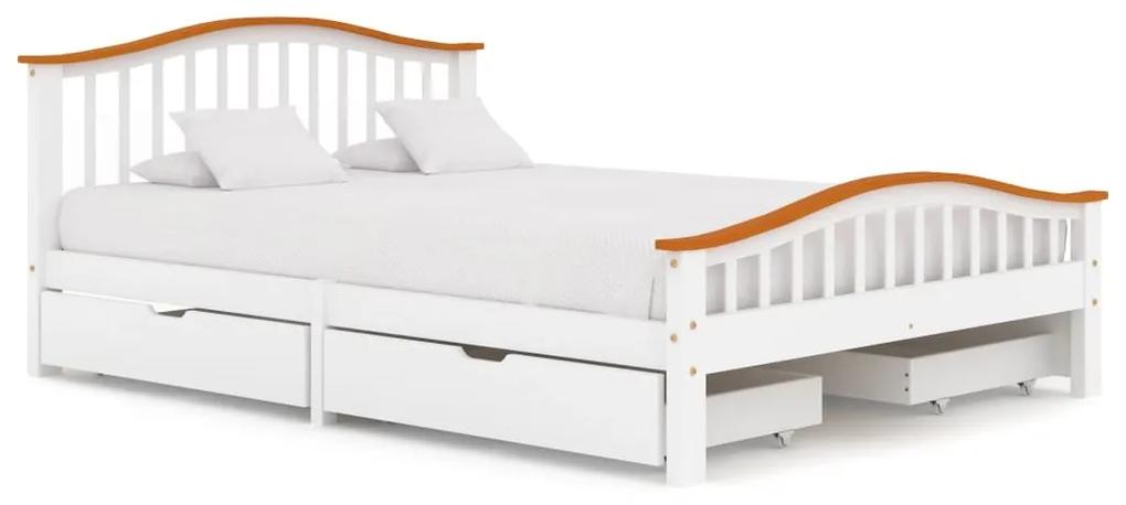 Estrutura cama c/ 4 gavetas 140x200cm pinho cor branco/carvalho