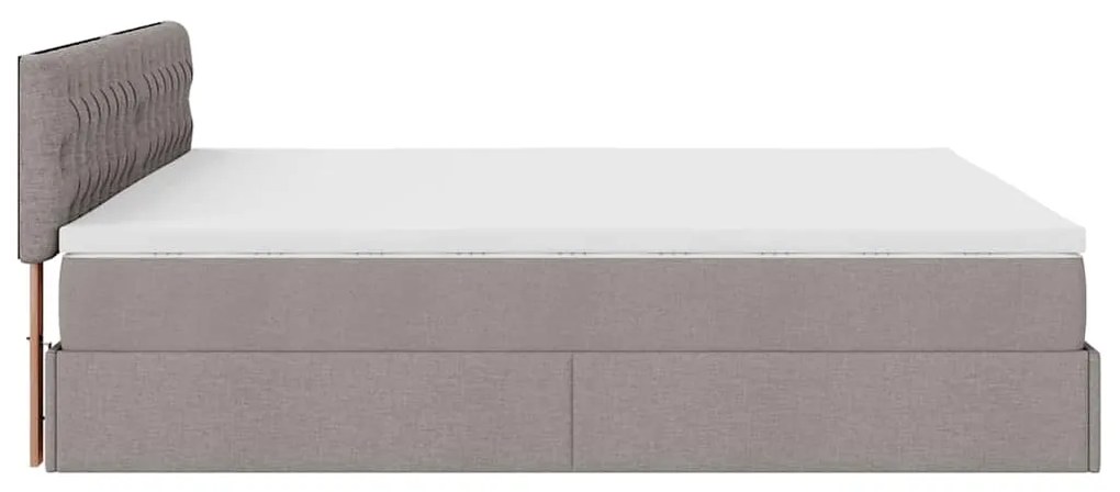 Cama Otomana com colchão &amp; LEDs 180x200cm cinza-acastanhado