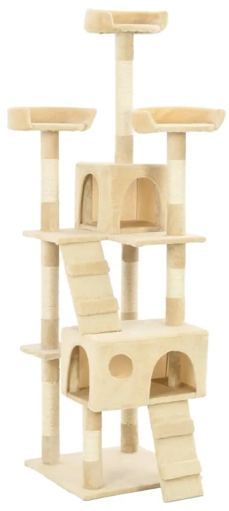 Árvore para gatos c/ postes arranhadores sisal 170 cm bege