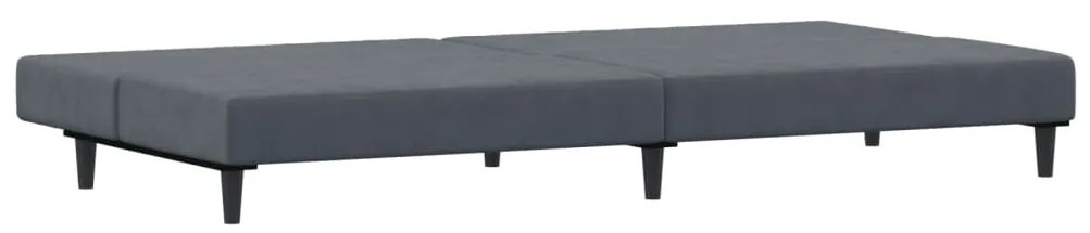 Sofá-cama 2 lugares c/ apoio de pés veludo cinza-escuro