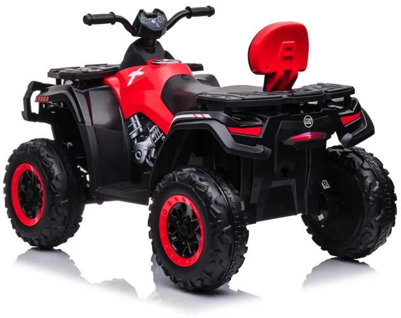 Moto 4 elétrica para crianças de 24 volts, 4x4 pneus de borracha, banco em pele Vermelha