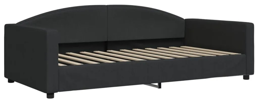 Sofá-cama com gavetão e colchões 100x200 cm tecido preto