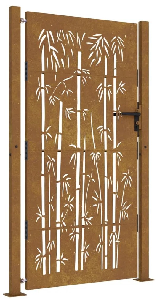 Portão de jardim 105x180 cm aço corten design bambu